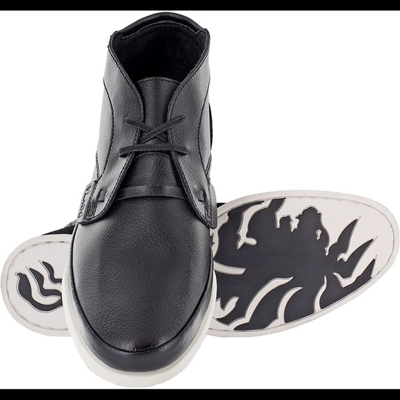 Vlado Valentino Black Leather Chukka Boots High Top Sneakers 10.5
